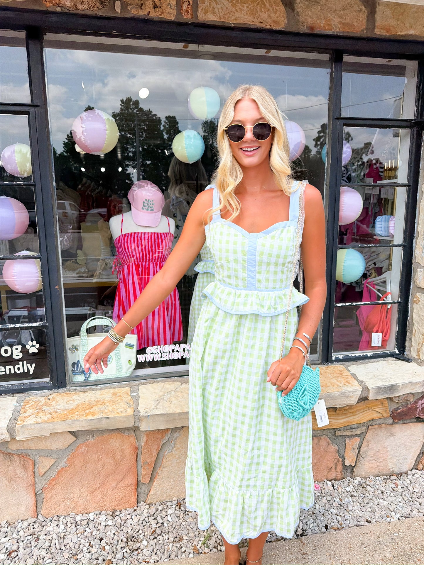 Darla Sweetheart Gingham Corset Midi Dress