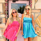 Damon Striped Smocked Mini Dress Blue