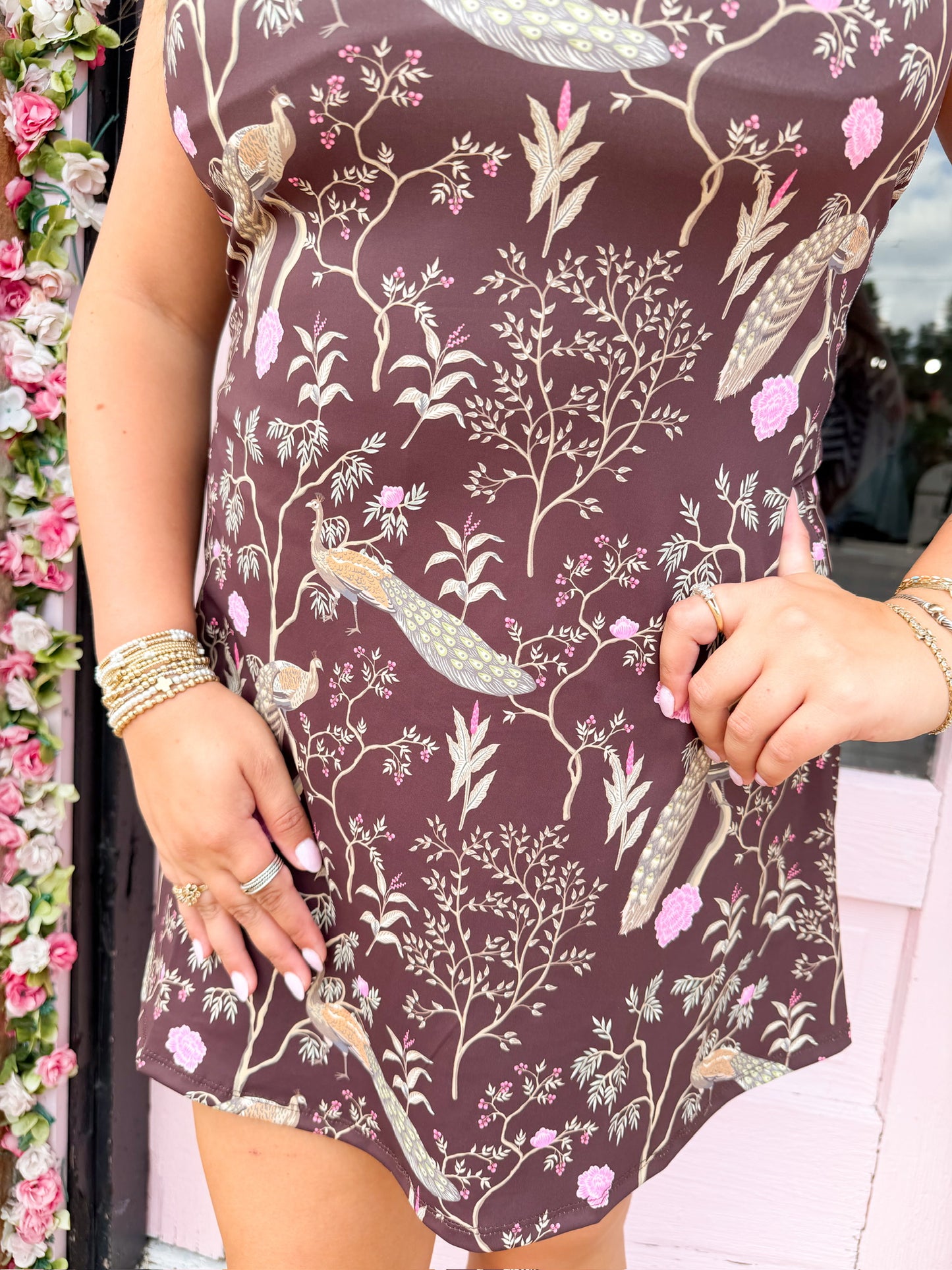 Botanical Bird Print Active Mini Dress