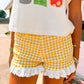 Yellow Gingham Denim Ruffle Short