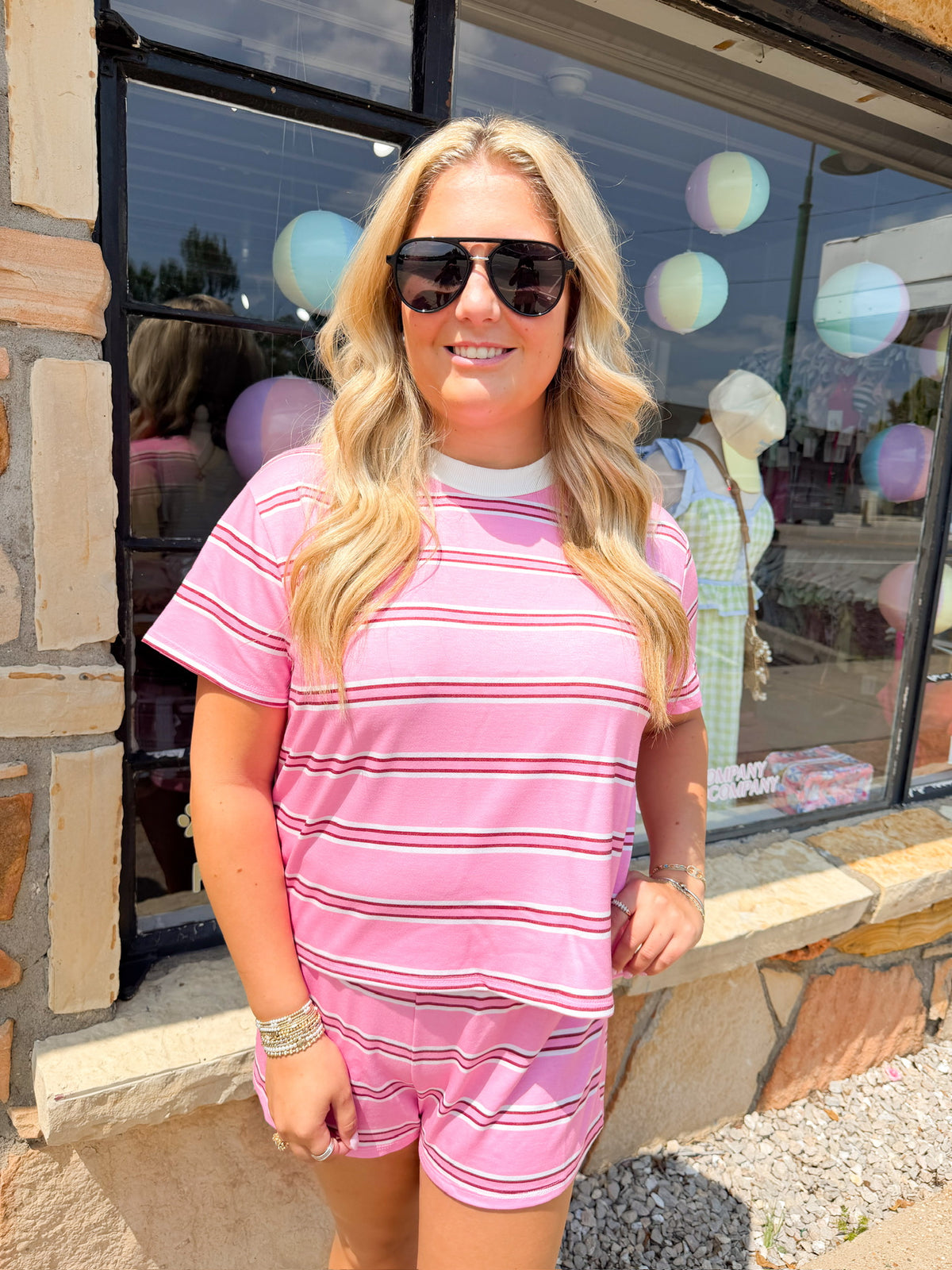 Blossom Pink Stripe Shorts