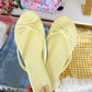 Thin Strap Bow Detail Thong Flat Sandals Yellow