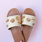 Raffia Espadrille Flat Slide Sandals with Shell