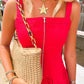Chain Strap Straw Bag
