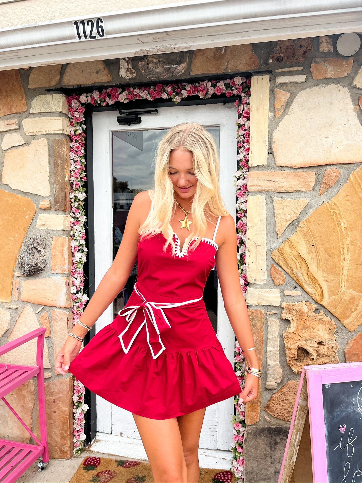 Destiny Red and White Dress
