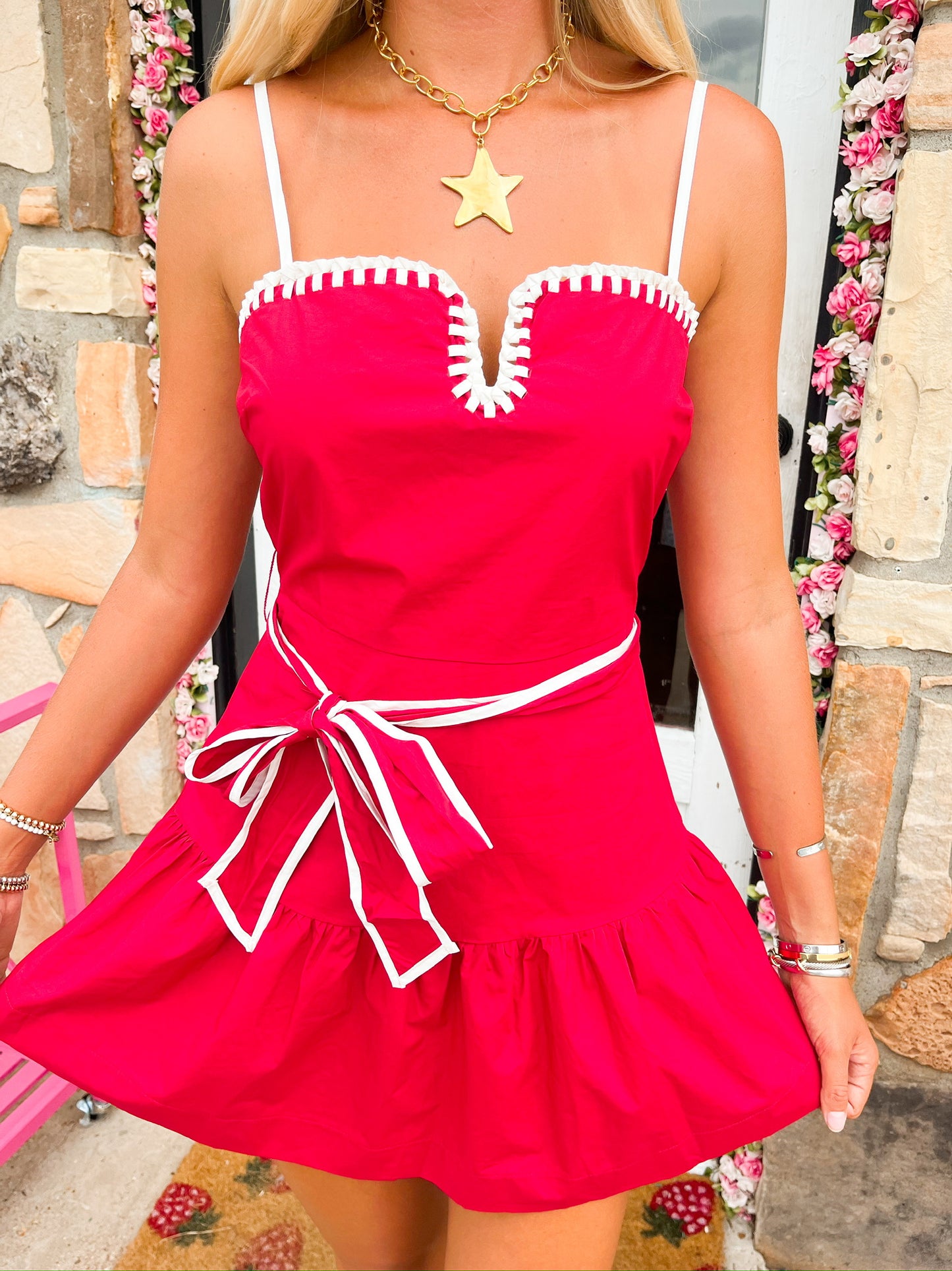 Destiny Red and White Dress