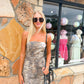 Delilah Tiger Strapless Dress