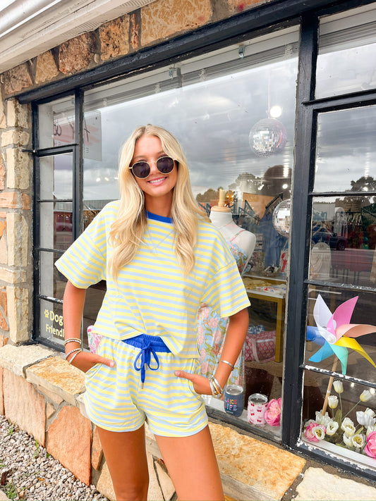 Darla Blue Striped Shorts