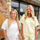 Modal Piping V Neck Top Lemon