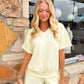 Modal Piping V Neck Top Lemon