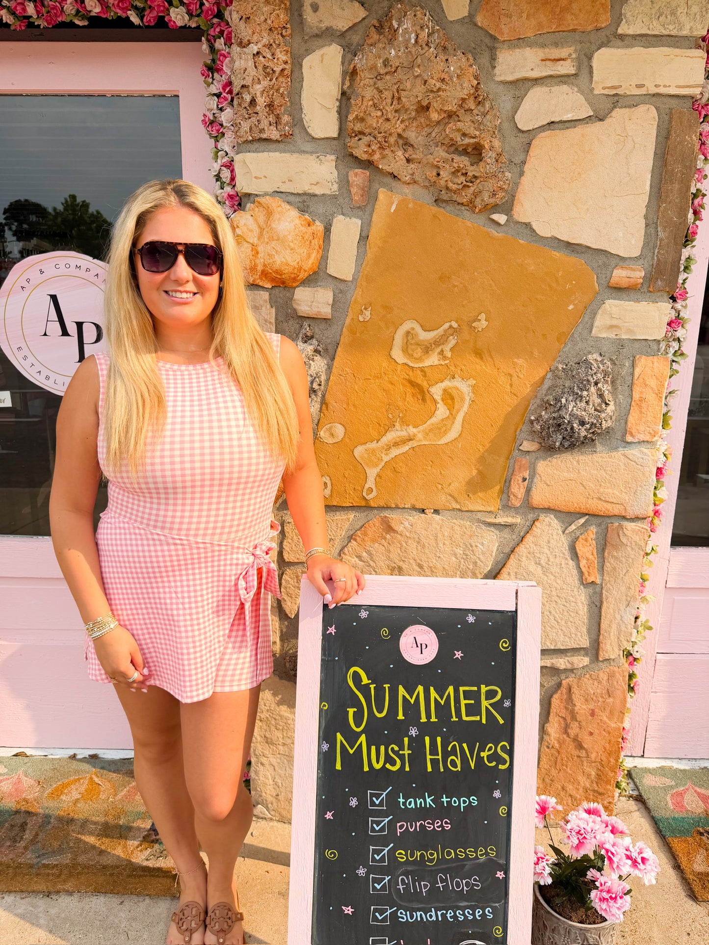 Kate Pink Gingham Wrap Dress