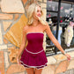Destiny Maroon Strapless Dress