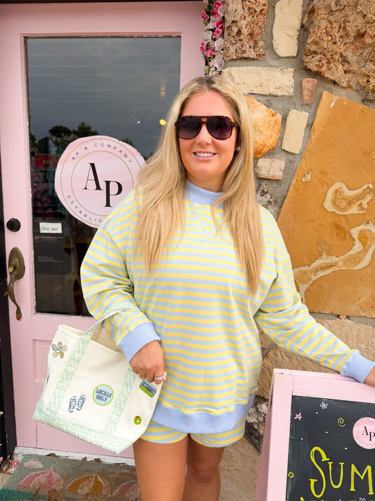 Delilah Striped Mockneck Blue