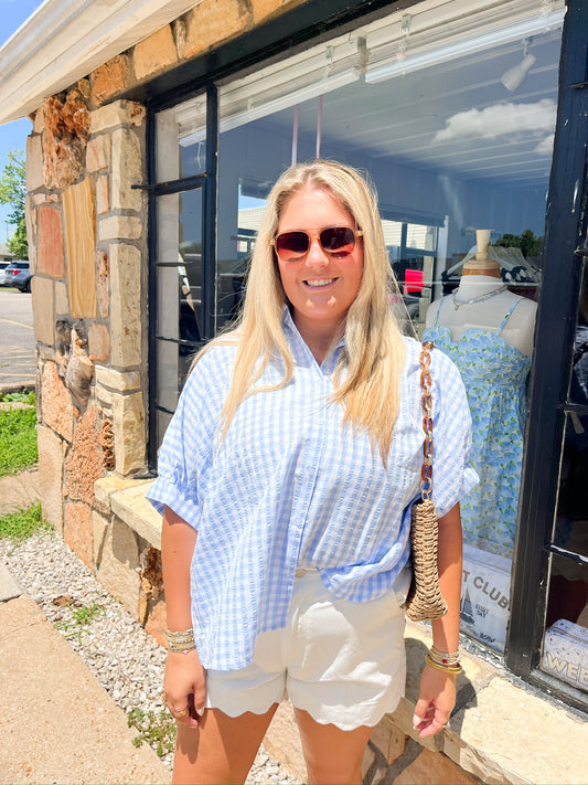 Dahlia Blue Button Down Shirt