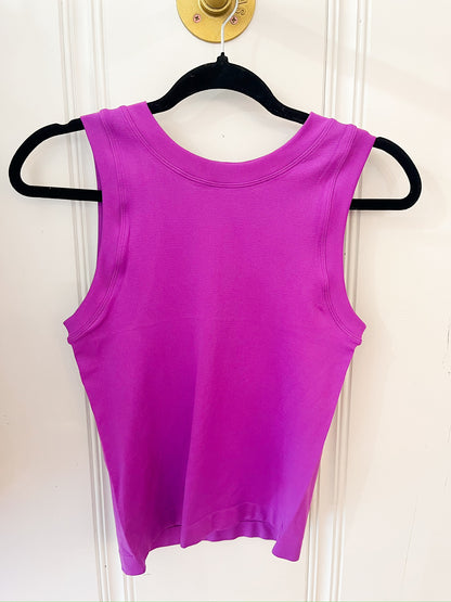 High neck banded tank