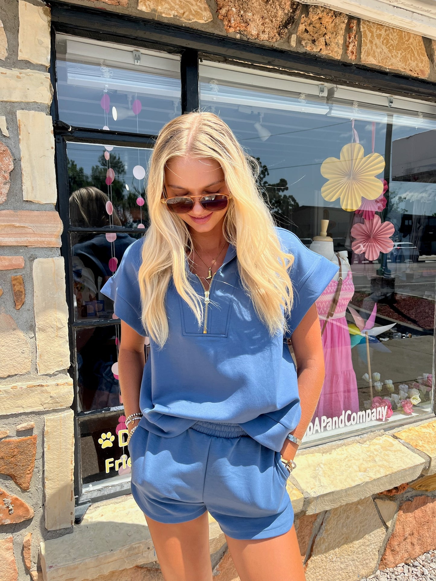 Scuba Elastic Waistband Dusty Blue