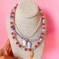 Multi Bead Orange Fish Necklace