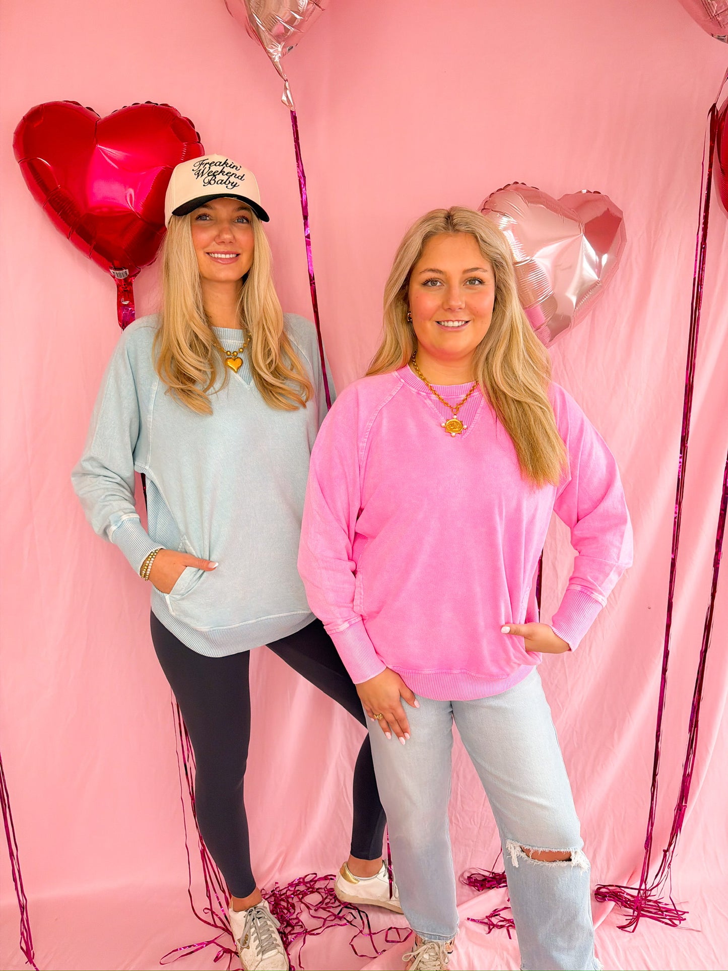 Terry Round Neck Pullover Pink