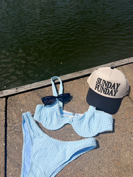 Bubbly Underwire Bikini Blue Top
