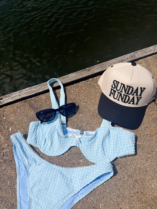 Bubbly Underwire Bikini Blue Bottoms