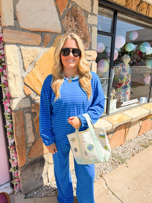 Daphne Blue Striped Pants