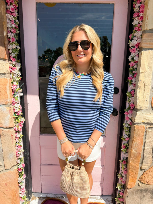 Dani Blue Striped Top