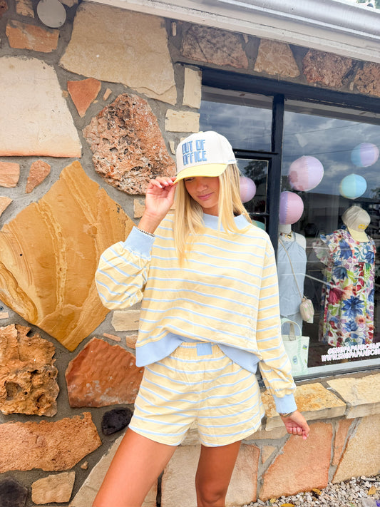 Dex Striped Mockneck Set Top Yellow