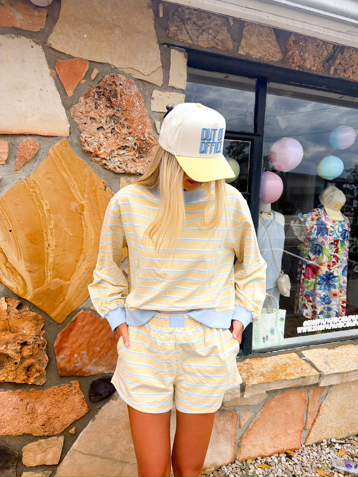 Dex Striped Mockneck Set Top Yellow