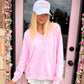 V-Neck Embroider Hibiscus Flower Sweatshirt