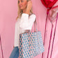 Quilted Block-Print Tote Bag Sky Blossom