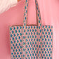 Quilted Block-Print Tote Bag Sky Blossom
