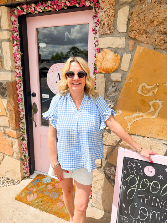 Giselle Blue Gingham Top