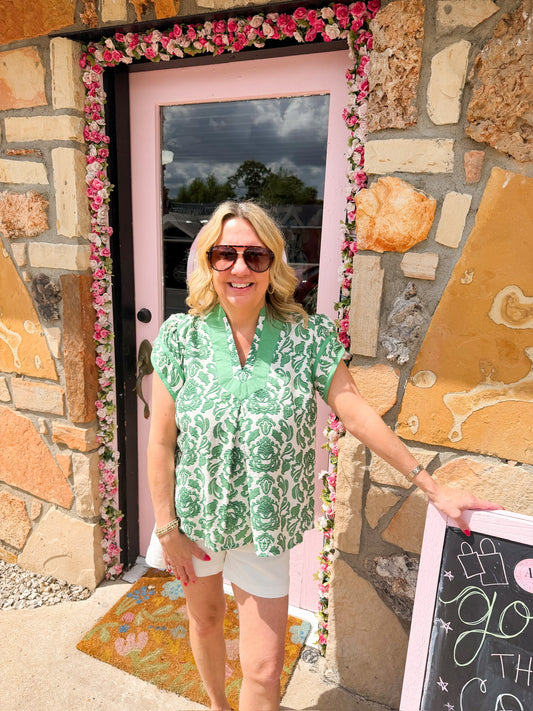Gemma Green Print Top