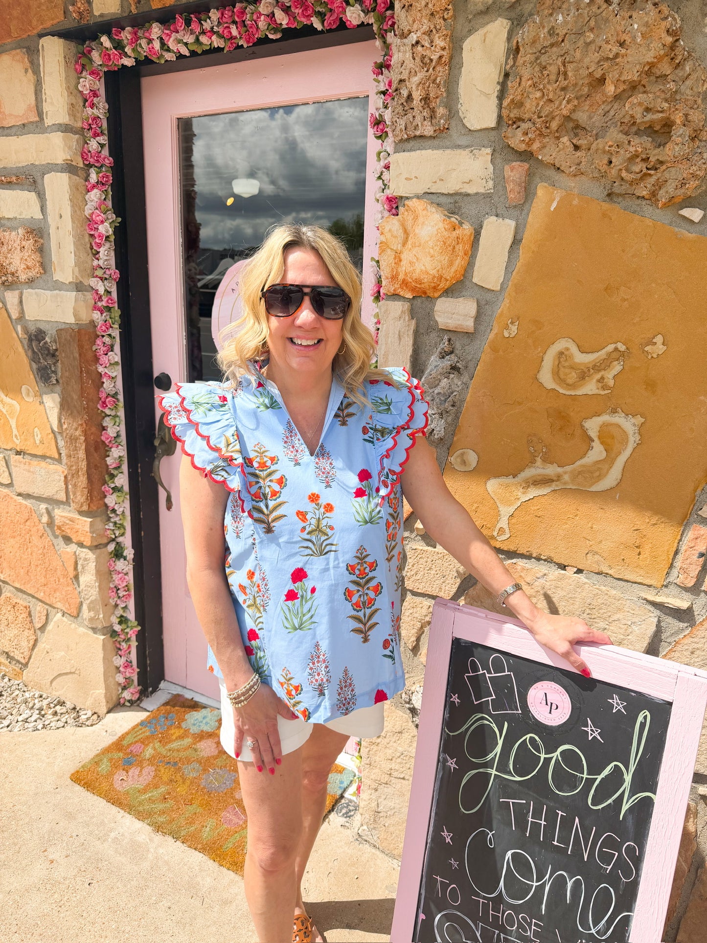Gretchen Blue Floral Top