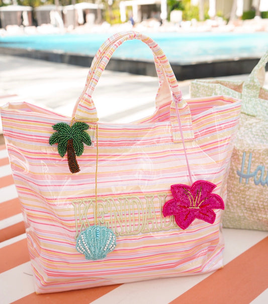 Cabana Clear Coat Tote Pool Party Stripes
