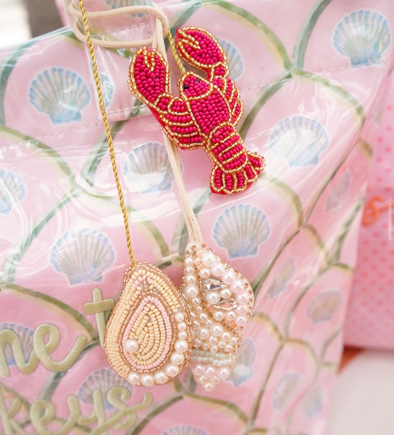 Beaded Bag Charms Lobster / Oyster