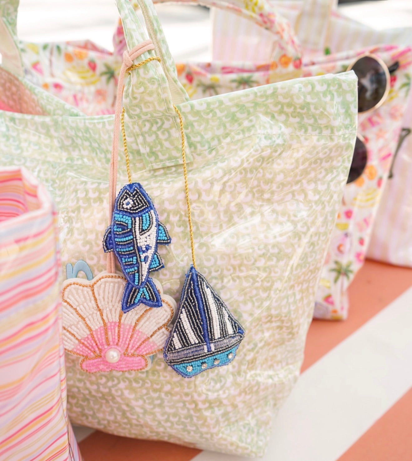Beaded Bag Charms Fish / Boat