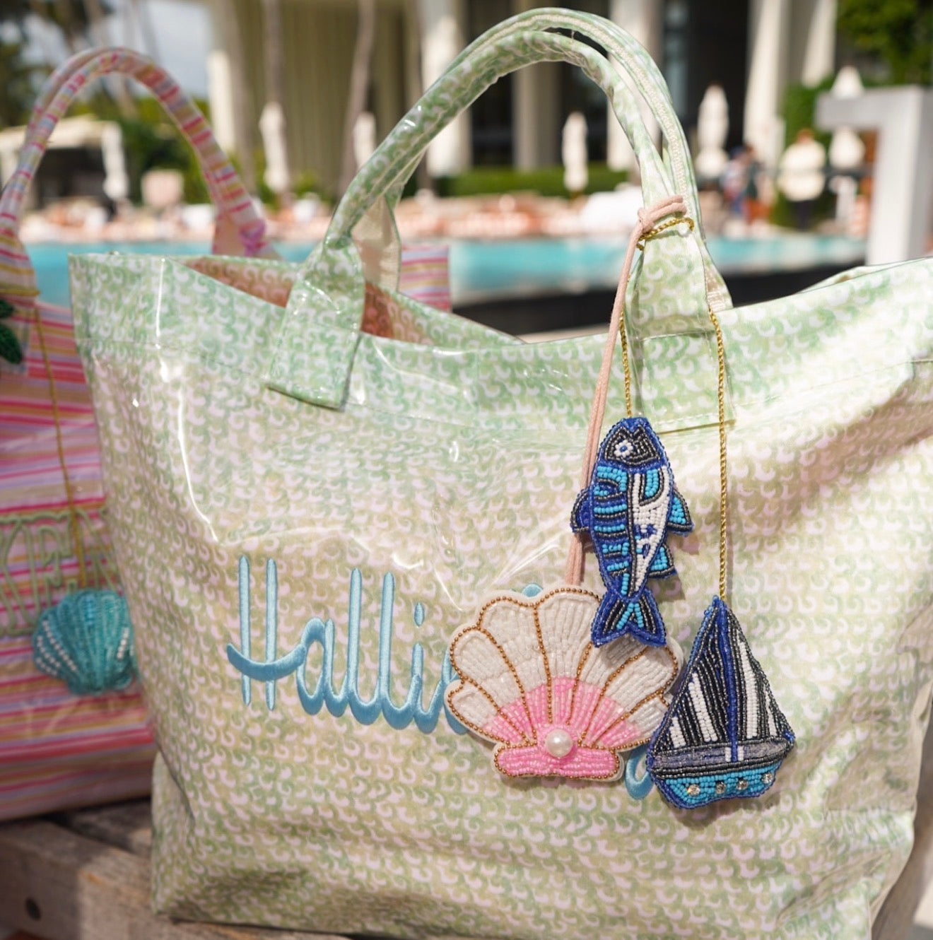 Beaded Bag Charms Fish / Boat