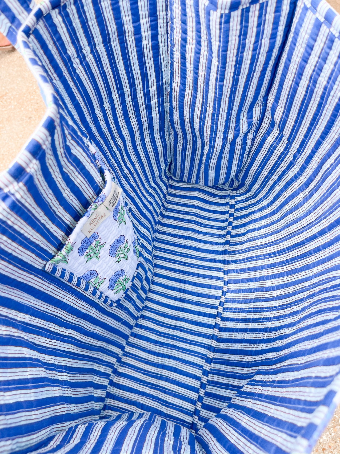 Quilted Block-Print Tote Bag Watercolor Wildflowers