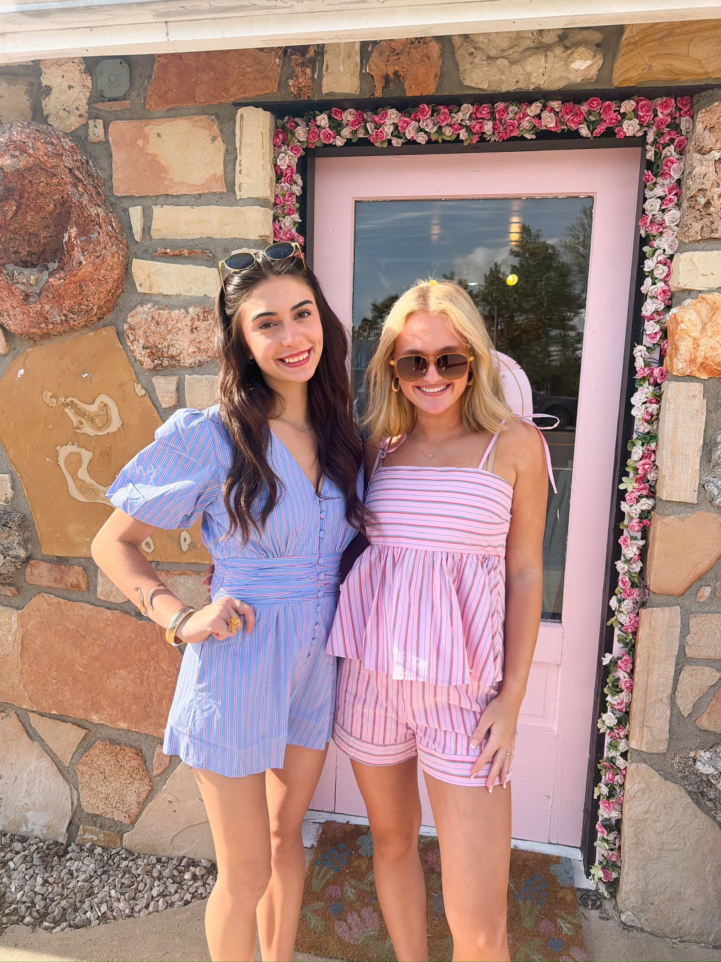 Daisy Pink Striped Set Top