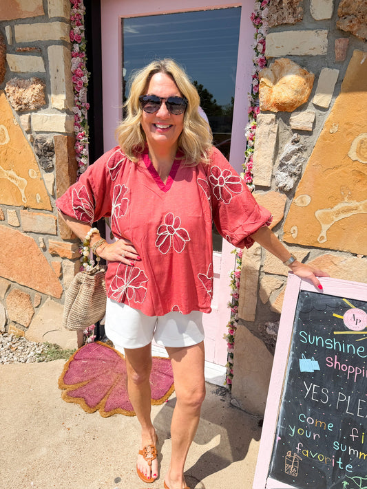 Gia Rose Embroidered Top