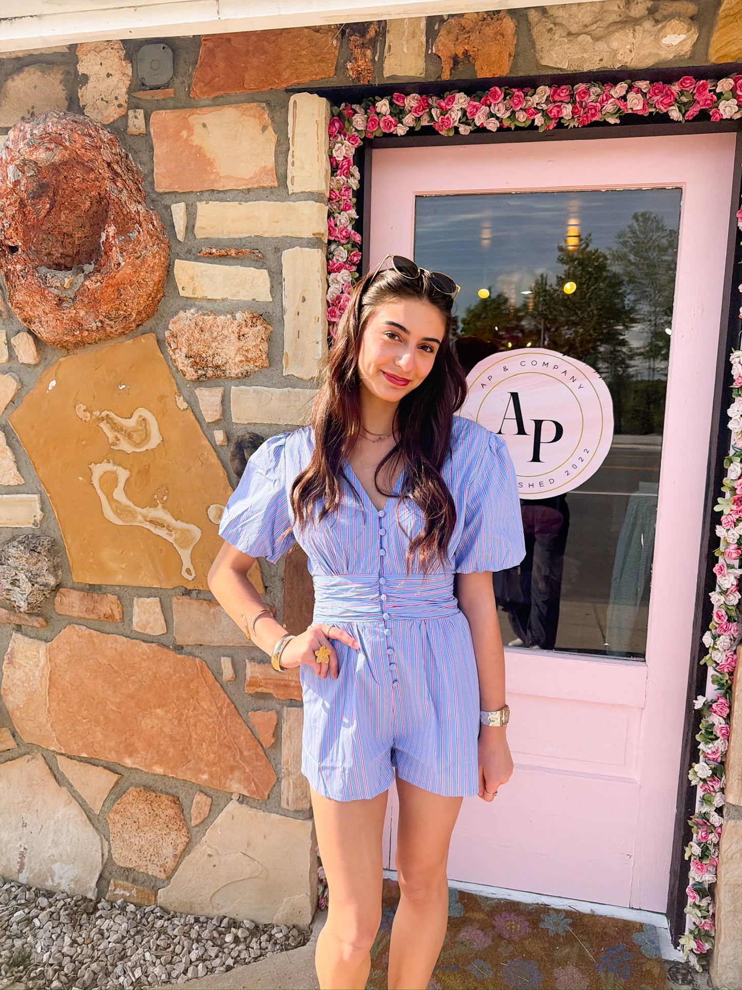 Diana Red and Blue Romper