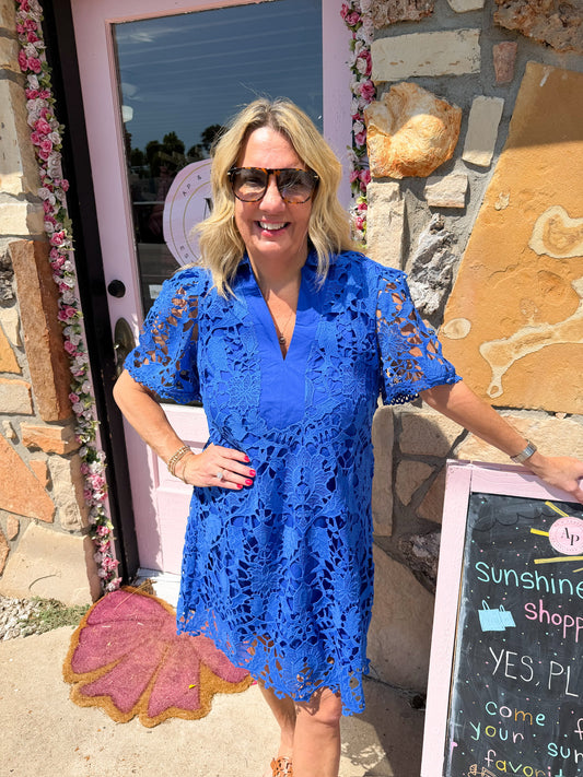 Grace Blue Lace Dress