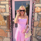 Rosette Gingham Flared Mini Dress