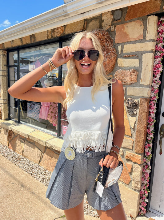 Deb Fringe Top Ivory