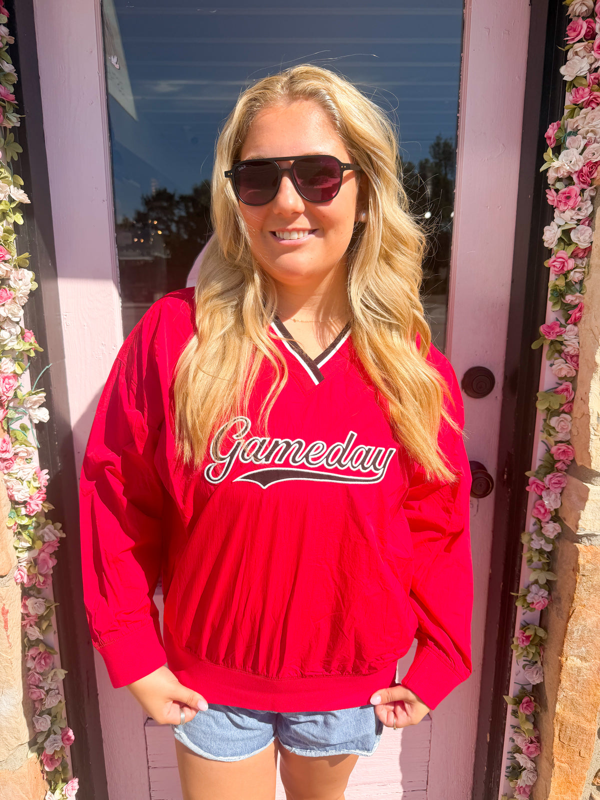 Lyla Red Gameday Windbreaker