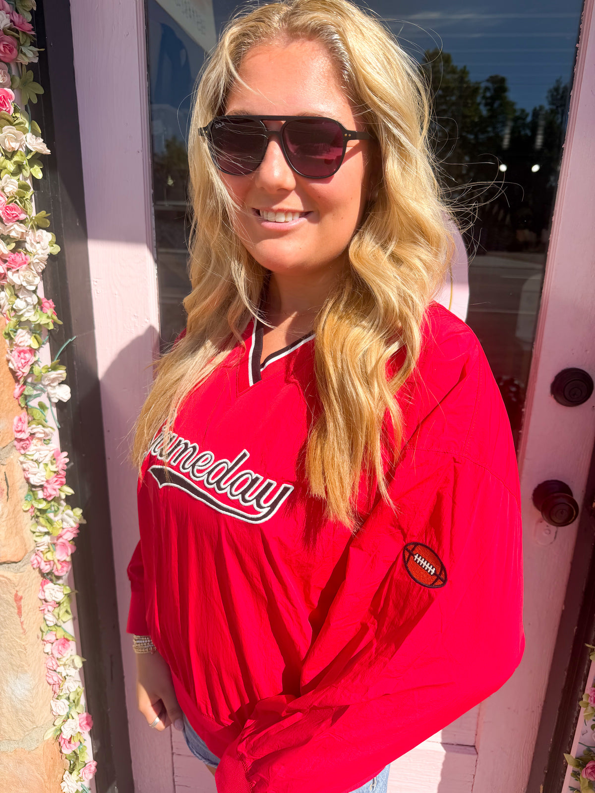 Lyla Red Gameday Windbreaker
