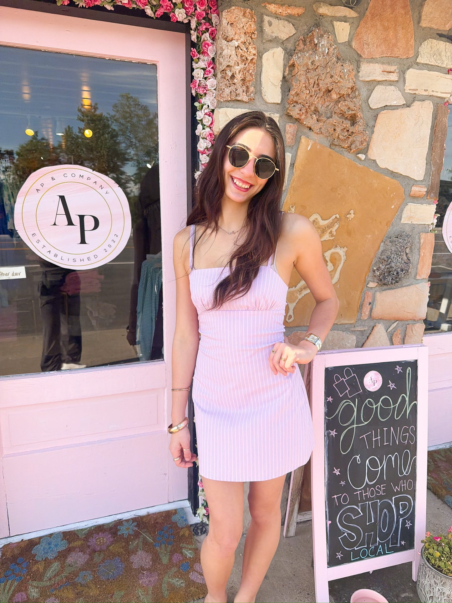 Layla Pink Stripe Dress