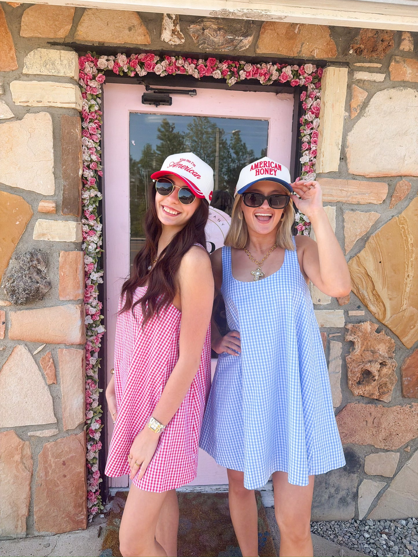Andrea Gingham Swing Mini Dress Rose