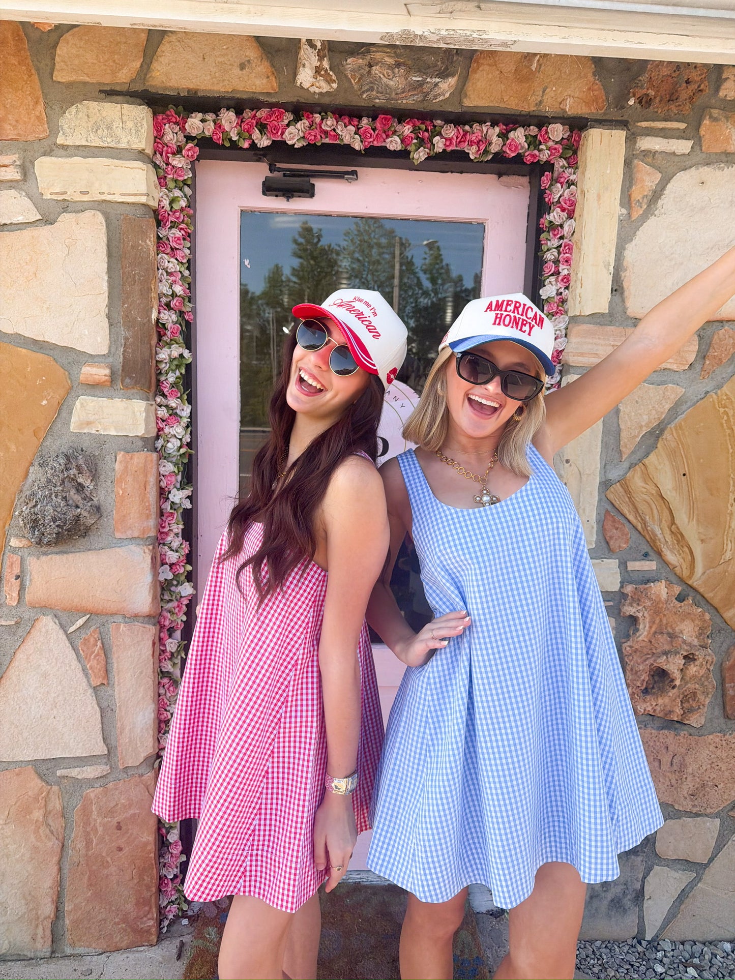 Andrea Gingham Swing Mini Dress Blue